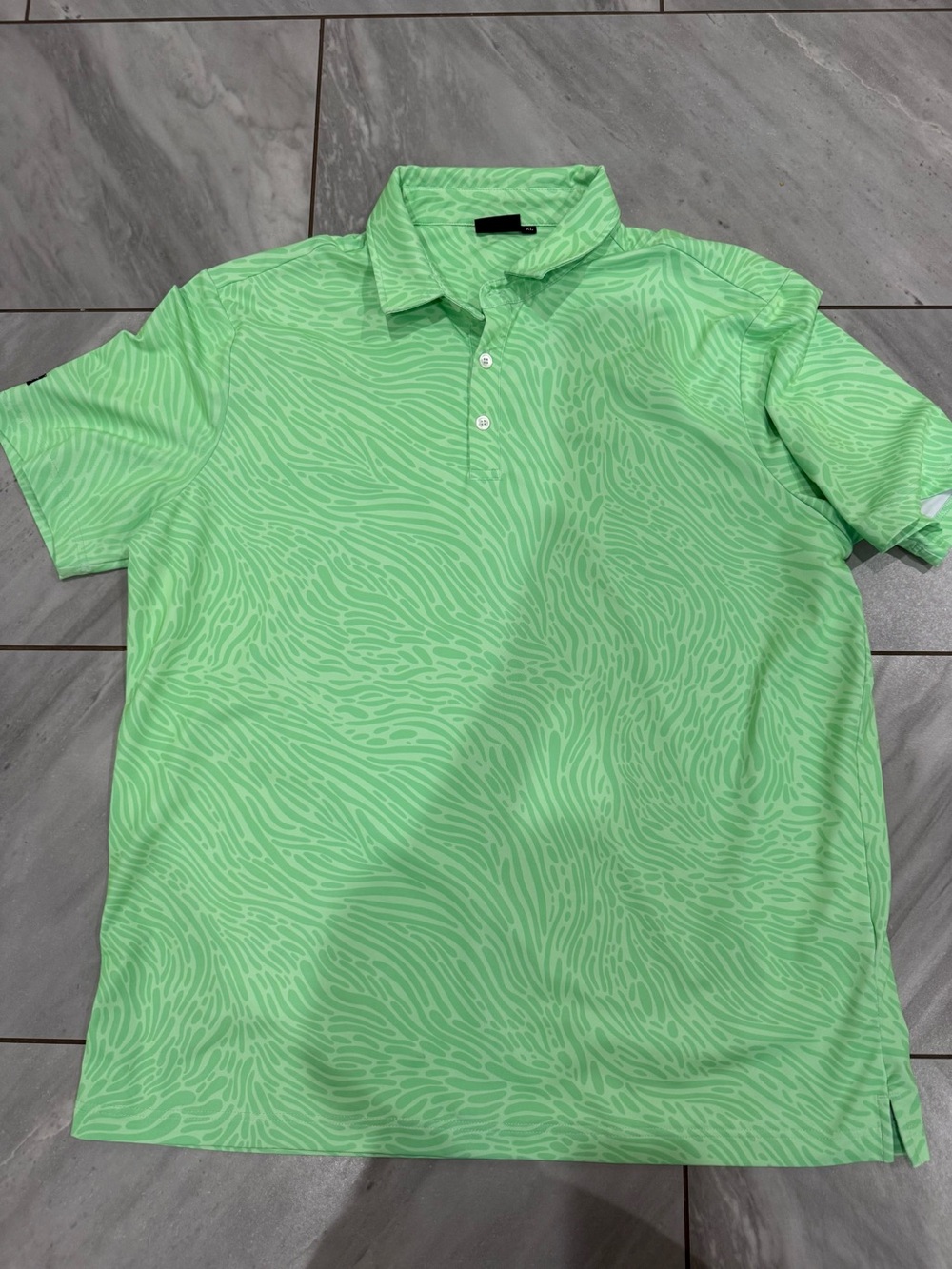 Men's Light Green Patterned Polo Shirt